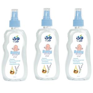 اسپری روغن بچه وی کر مدل  روغن آرگان و اسطوخودوس حجم 230 میلی لیتر مجموعه 3 عددی