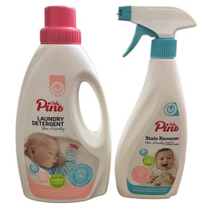 اسپری لکه بر لباس به همراه مایع لباسشویی پینو بیبی مدل baby2 وزن 1500 گرم مجموعه 2 عددی