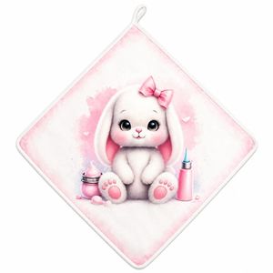 حوله دست و صورت نوزاد مدل خرگوش طرح دستمال سایز 31×31 سانتی متر