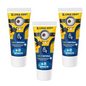 خمیردندان کودک آلفادنت مدل t b minions3 حجم 70 میلی‌لیتر مجموعه 3 عددی
