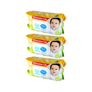 دستمال مرطوب کودک دافی مدل ex3 بسته 100 عددی مجموعه 3 عددی