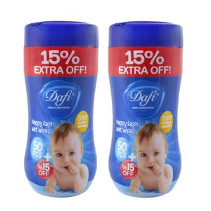 دستمال مرطوب کودک دافی مدل nappy rash مجموعه 2 عددی