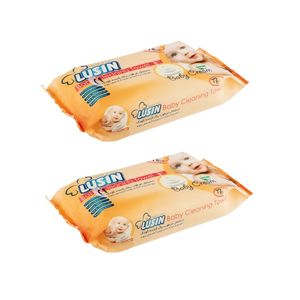 دستمال مرطوب کودک لوسین مدل کرم دار بسته 2 عددی