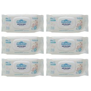 دستمال مرطوب کودک مای بیبی مدل sensitive بسته 6 عددی