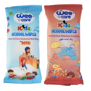 دستمال مرطوب کودک وی کر مدل جیبی kids wipes school boys دو بسته 12 عددی