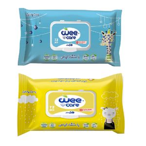 دستمال مرطوب کودک وی کر مدل روغن آرگان و روغن پنبه دانه 2 بسته 72 عددی