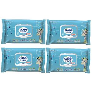 دستمال مرطوب کودک وی کر مدل عصاره جو و روغن پنبه دانه 4 بسته 72 عددی