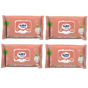 دستمال مرطوب کودک وی کر مدل عصاره جوانه گندم و روغن بادام 4 بسته 72 عددی
