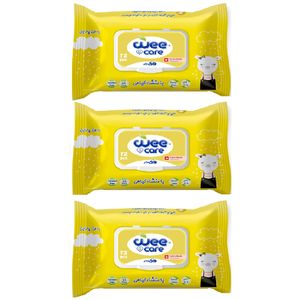 دستمال مرطوب کودک وی کر مدل عصاره عسل و روغن آرگان 3 بسته 72 عددی