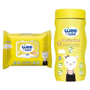 دستمال مرطوب کودک وی کر مدل عصاره عسل و روغن آرگان بسته 2 عددی