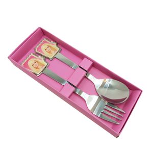 ست قاشق و چنگال کودک مدل unq.barbie مجموعه 2 عددی