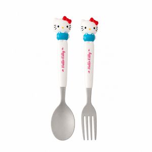 ست قاشق چنگال کودک طرح hello kitty صورتی به همراه باکس نگهدارنده کد vt6275