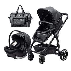 ست کالسکه و کریر کیکابو مدل allure black_2021 به همراه ساک لوازم