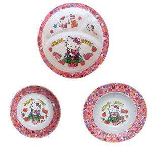 سرویس غذا خوری 3 پارچه کودک طرح کیتی کد rbay3