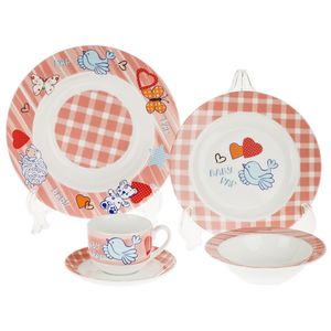 سرویس غذا خوری 5 پارچه کودک چینی زرین ایران سری ایتالیا اف مدل baby pap درجه یک