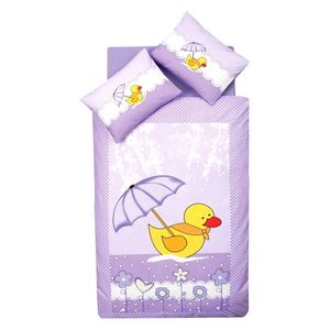 سرویس ملحفه کودک کلسی مدل duck v1 lila مجموعه 4 عددی
