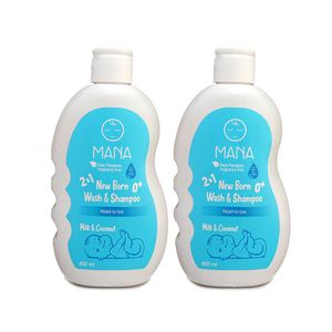 شامپو سر و بدن بچه مانا مدل پروتئین شیر روغن نارگیل حجم 800 میلی لیتر مجموعه دو عددی
