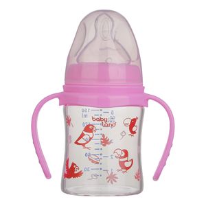 شیشه شیر بیبی لند مدل دهانه عریض ارتودنسی پیرکس کد 05454 گنجایش 150 میلی لیتر