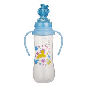 شیشه شیر بیبی لند مدل کلاسیک فندقی اردک دسته دار کد 05554 pp گنجایش 240میلی لیتر