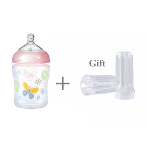 شیشه شیر مسافرتی نوبی مدل nt92466 180 میلی لیتر به همراه پنج عدد کاور سفری داخل شیشه