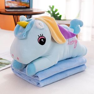 عروسک طرح یونیکورن طول 50 سانتی‌متر به همراه پتو