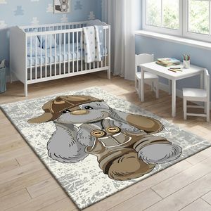 فرش ماشینی ساوین طرح اتاق کودک کد 4059 زمینه کرم