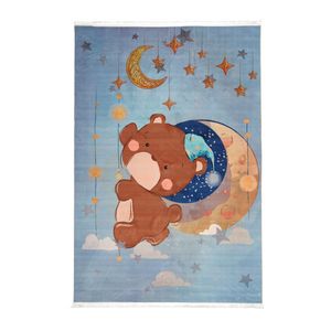 فرش ماشینی محتشم طرح کودک مدل خرس و مهتاب کد 100288
