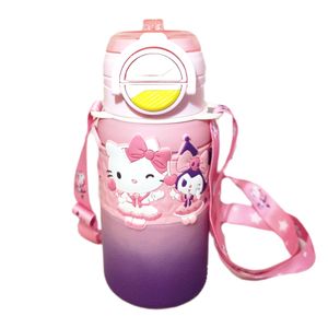 قمقمه کودک مدل نی دار طرح کرومی کد 007 گنجایش 600 ml لیتر