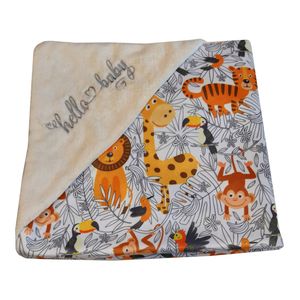 پتو نوزادی مدل دورپیچ طرح hello baby کد 09 سایز 80x80 سانتی متر