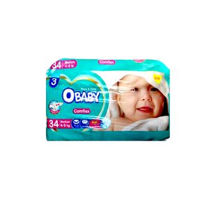 پوشک بچه او بیبی مدل comflex سایز 3 مدیوم بسته 34 عددی