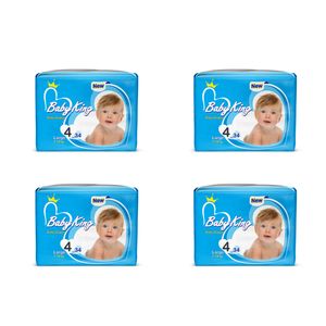 پوشک بچه بیبی کینگ کد c1 سایز 4 بسته 34 عددی مجموعه 4 عددی