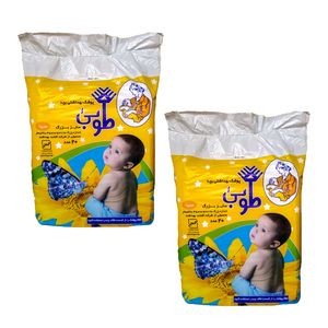 پوشک بچه طوبی کد 691 سایز بزرگ بسته 20 عددی مجموعه 2 عددی