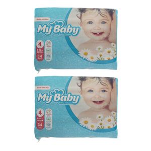 پوشک بچه مای بیبی مدل max care سایز 4 دو بسته 34 عددی