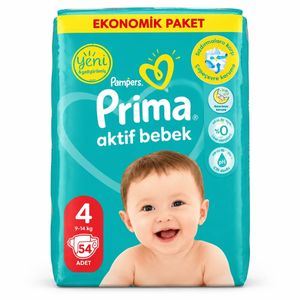 پوشک بچه پریما مدل aktif bebek 4 سایز 4 بسته 54 عددی