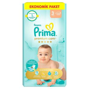 پوشک بچه پریما مدل premium care سایز 3 بسته 52 عددی