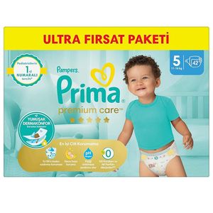 پوشک بچه پریما مدل چسبی premium  سایز 5 بسته 42 عددی