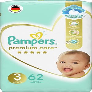 پوشک بچه پمپرز مدل  premium care سایز 3 بسته 62 عددی