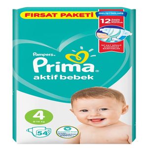 پوشک پریما مدل aktif سایز 4 بسته 54 عددی