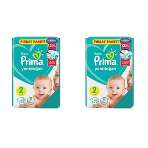 پوشک پریما مدل yenidogan سایز 2 بسته 72 عددی مجموعه 2 عددی