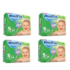 پوشک کودک مولفیکس مدل اکونومی سایز 5  چهار بسته 34 عددی