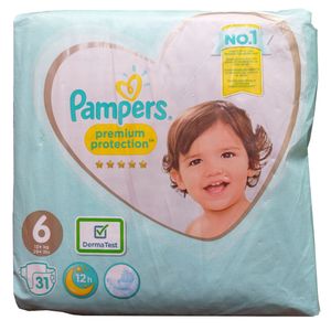 پوشک کودک پمپرز مدل premium protection چسبی سایز 6 بسته 31 عددی