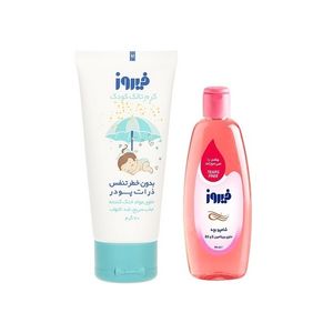 کرم خنک کننده و ضد التهاب کودک فیروز مدل talc وزن 70 گرم و شامپو کودک فیروز مدل ویتامینه حجم 200 میلی لیتر