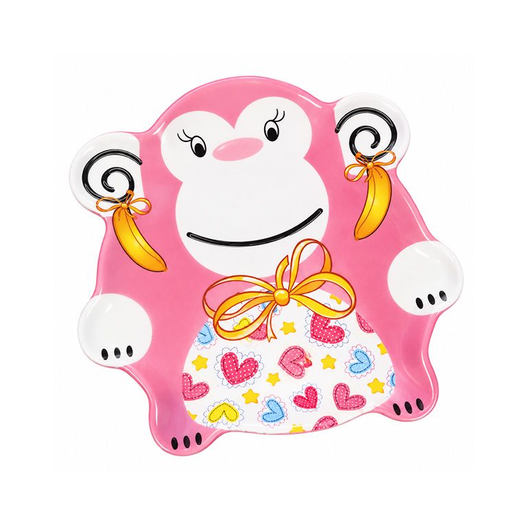 بشقاب کودک زیبا مدل میمون شاد کد newpinky