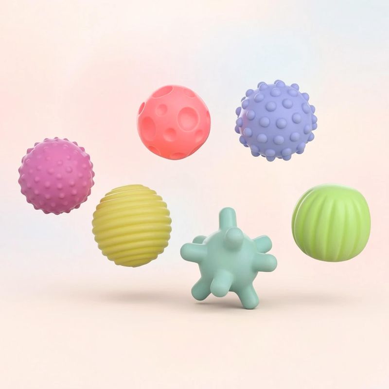 جغجغه مدل توپ فضایی سوتک دار طرح soft balls مجموعه 6 عددی