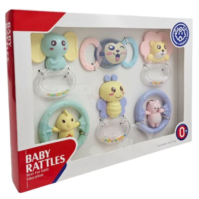 جغجغه ناب سل مدل هانگر مجموعه 6 عددی کد baby rattles  hanger happy world