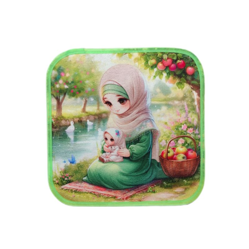 حوله دستی کودک طرح دختر و میوه کد 240372 سایز 30x30 سانتی متر