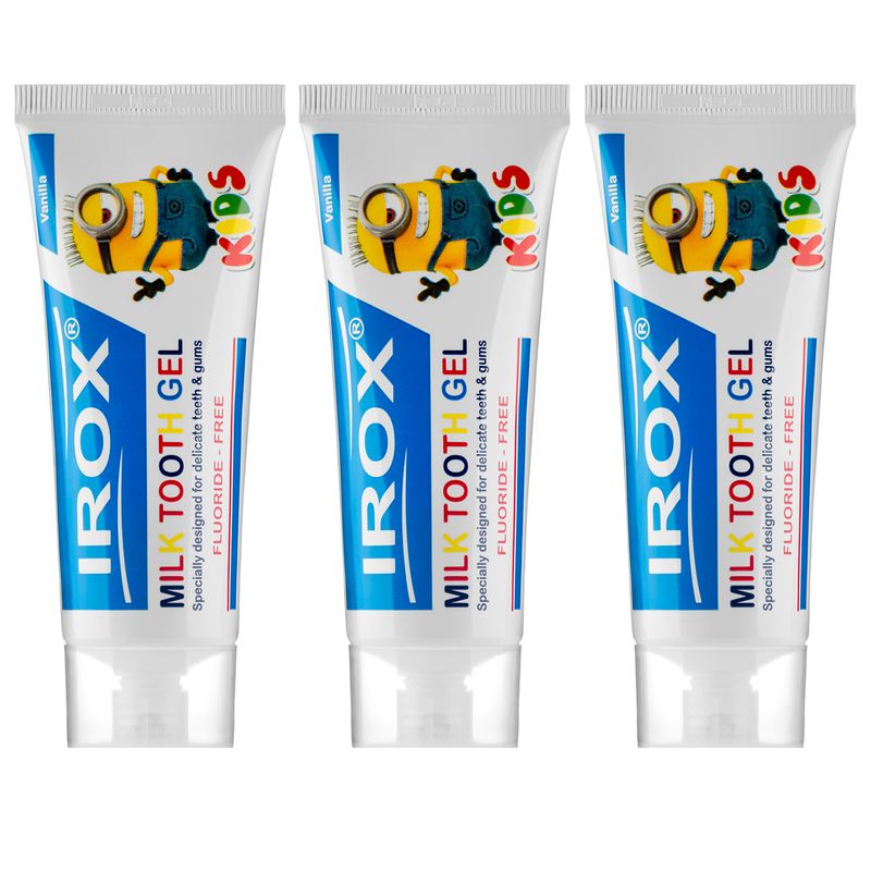 خمیر دندان ایروکس مدل milk tooth حجم 100 میلی لیتر مجموعه 3 عددی