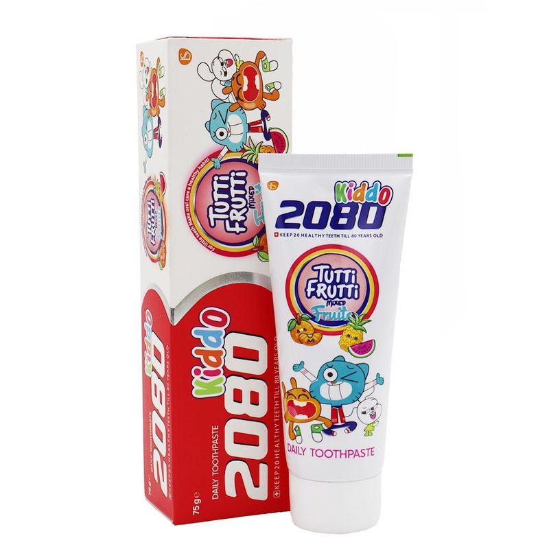 خمیر دندان کودک بیست هشتاد 2080 مدل tutti frutti وزن 75 گرم