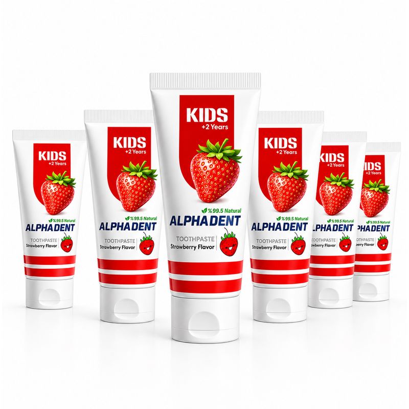 خمیردندان کودک آلفادنت مدل n g strawberry حجم 50 میلی لیتر مجموعه 6 عددی