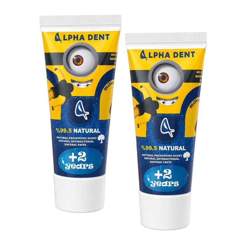 خمیردندان کودک آلفادنت مدل t b minions2 حجم 70 میلی‌لیتر مجموعه 2 عددی
